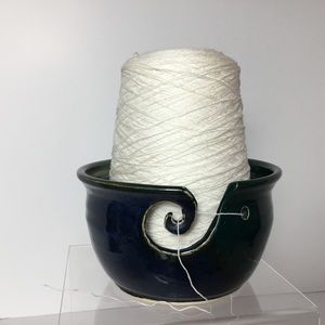 Hand thrown porcelain clay yarn bowl.